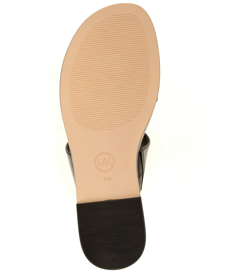 Michael Kors Berkley Leather Zip Hardware Slide Sandals