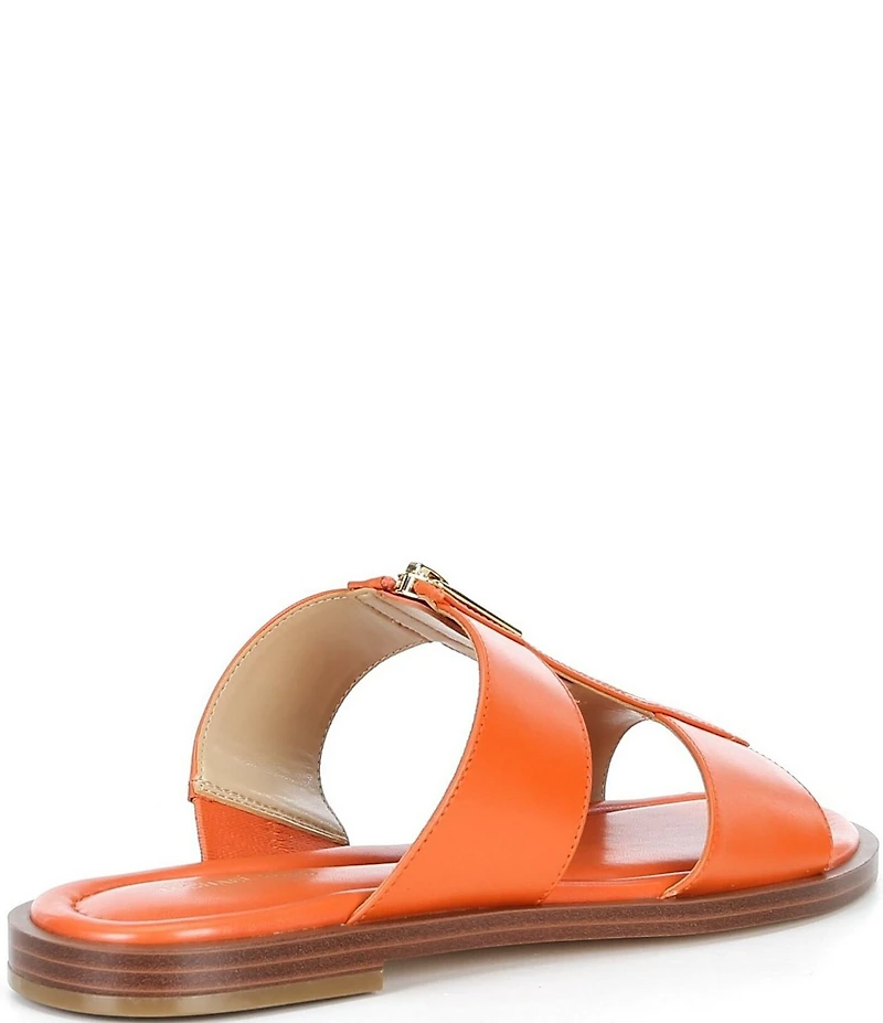 Michael Kors Berkley Leather Zip Hardware Slide Sandals