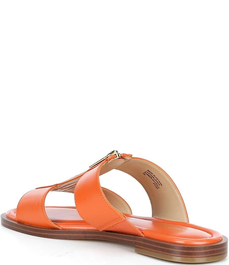 Michael Kors Berkley Leather Zip Hardware Slide Sandals