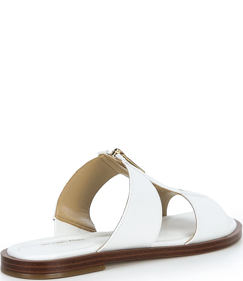 Michael Kors Berkley Leather Zip Hardware Slide Sandals