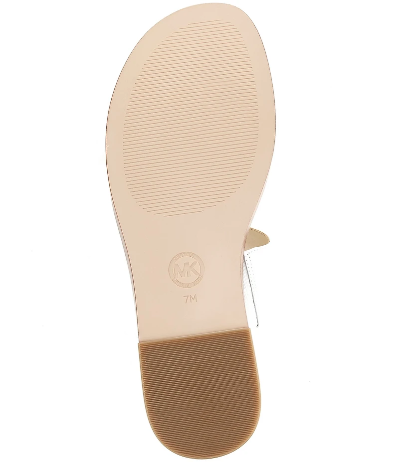 Michael Kors Berkley Leather Zip Hardware Slide Sandals