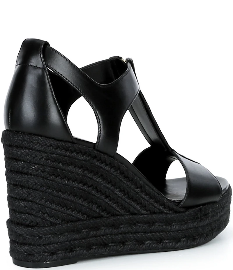 Michael Kors Berkley Leather Zip Up Espadrille Wedge Platform Sandals