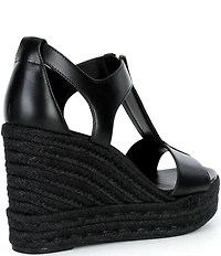 Michael Kors Berkley Leather Zip Up Espadrille Wedge Platform Sandals