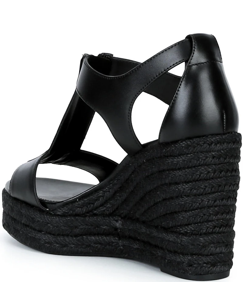 Michael Kors Berkley Leather Zip Up Espadrille Wedge Platform Sandals