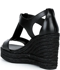 Michael Kors Berkley Leather Zip Up Espadrille Wedge Platform Sandals