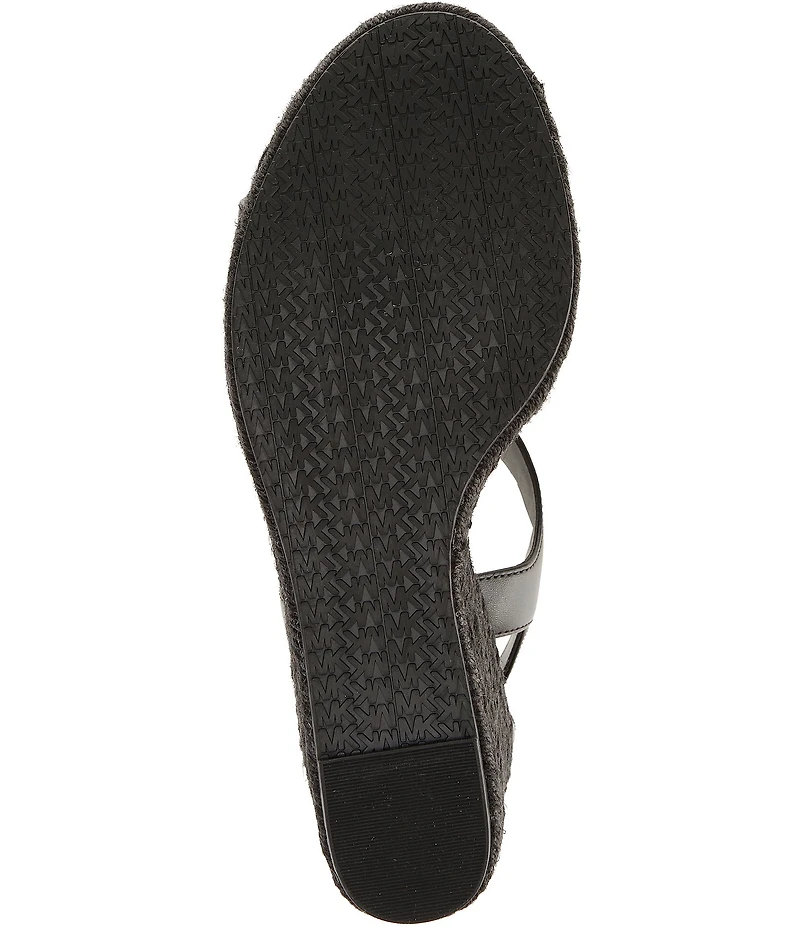 Michael Kors Berkley Leather Zip Up Espadrille Wedge Platform Sandals