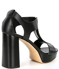 Michael Kors Berkley Leather Zip Stacked Block Heel Platform Sandals