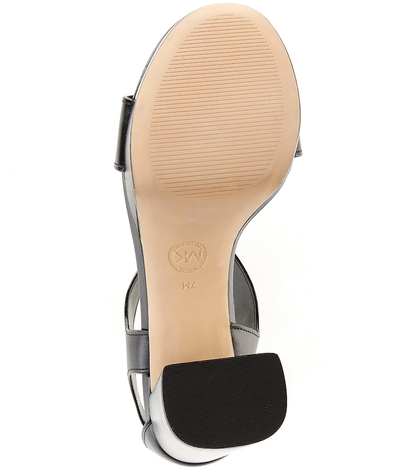 Michael Kors Berkley Leather Zip Stacked Block Heel Platform Sandals