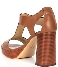 Michael Kors Berkley Leather Zip Stacked Block Heel Platform Sandals