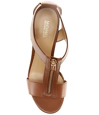 Michael Kors Berkley Leather Zip Stacked Block Heel Platform Sandals