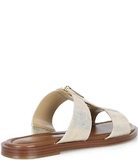 Michael Kors Berkley Metallic Linen Zip Slide Sandals