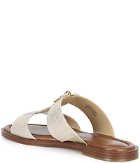 Michael Kors Berkley Metallic Linen Zip Slide Sandals