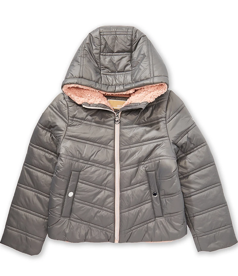 Michael Kors Big Girls Plush Lined Midweight Hooded Jacket