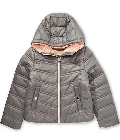 Michael Kors Big Girls Plush Lined Midweight Hooded Jacket