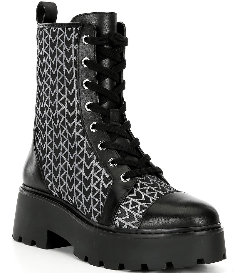 Michael Kors Blake Logo Jacquard Lace Up Booties
