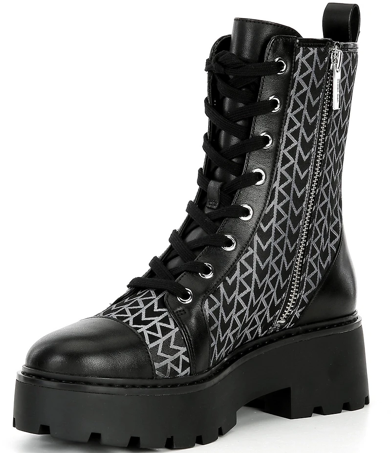 Michael Kors Blake Logo Jacquard Lace Up Booties