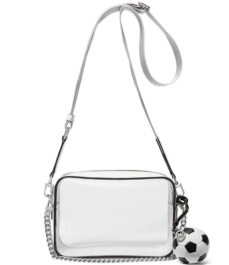 Michael Kors Bryant Medium Chain Clear Soccer Keychain Camera Crossbody Bag