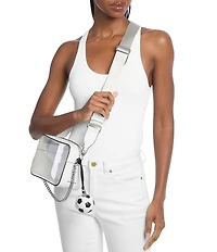 Michael Kors Bryant Medium Chain Clear Soccer Keychain Camera Crossbody Bag