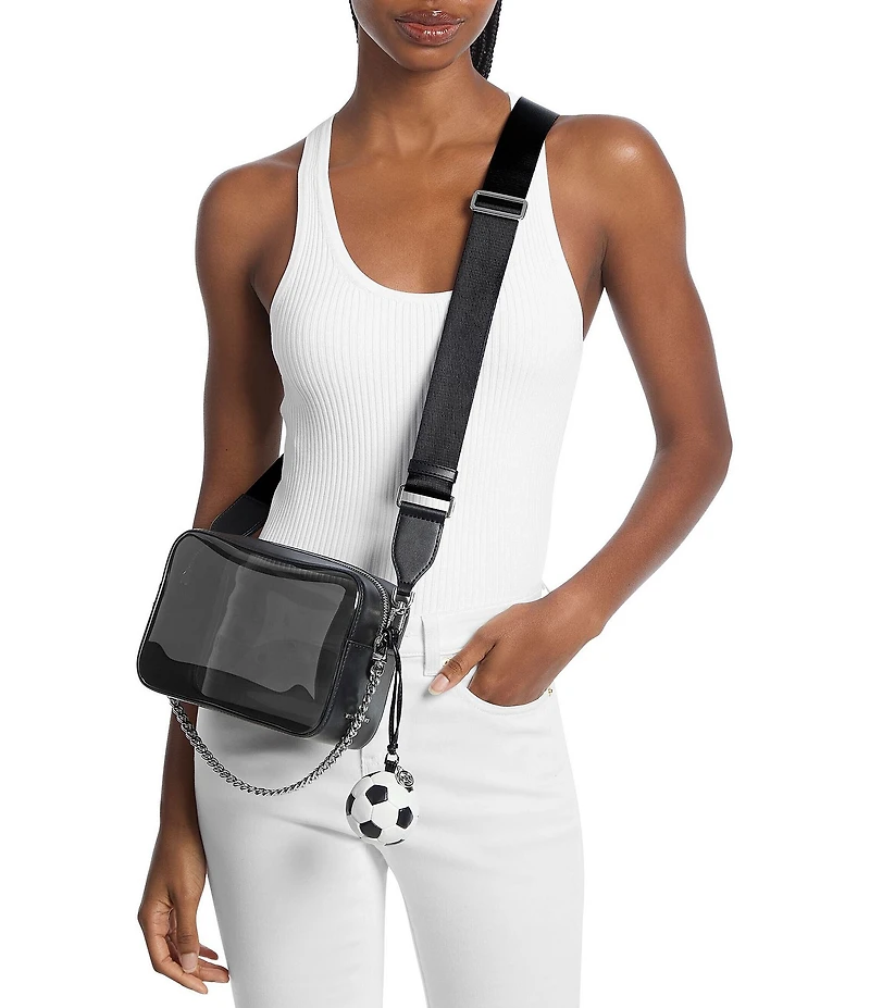 Michael Kors Bryant Medium Chain Clear Soccer Keychain Camera Crossbody Bag