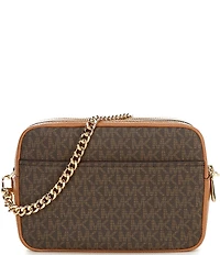 Michael Kors Bryant Logo Medium Double Zip Chain Camera Contrast Trim Crossbody Bag