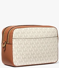 Michael Kors Bryant Logo Medium Double Zip Chain Camera Contrast Trim Crossbody Bag