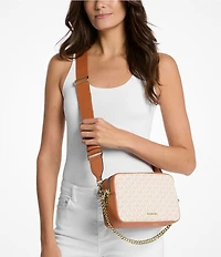 Michael Kors Bryant Logo Medium Double Zip Chain Camera Contrast Trim Crossbody Bag