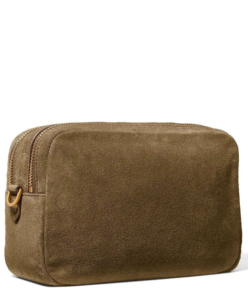 Michael Kors Bryant Medium Double Zip Chain Woven Suede Camera Crossbody Bag
