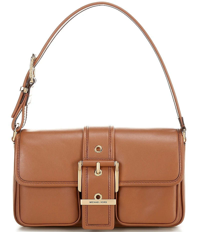 Michael Kors Colby Medium Leather Buckle Detail Shoulder Bag