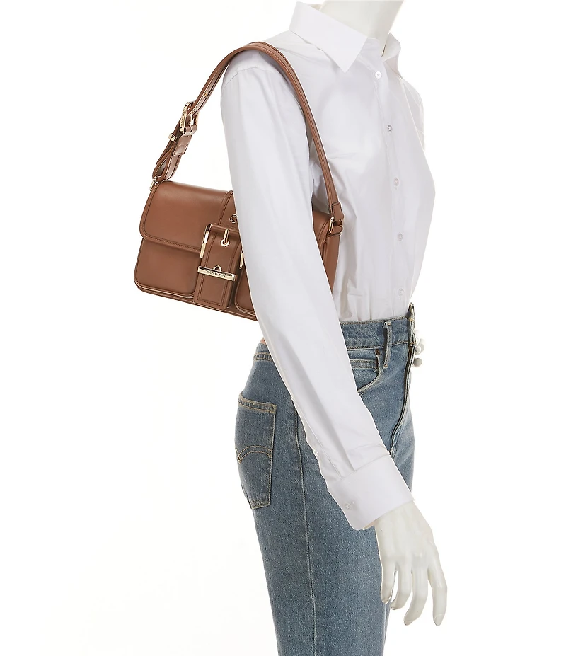 Michael Kors Colby Medium Leather Buckle Detail Shoulder Bag