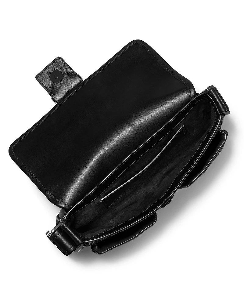 Michael Kors Colby Medium Rhinestoned Gunmetal Belted Shoulder Bag