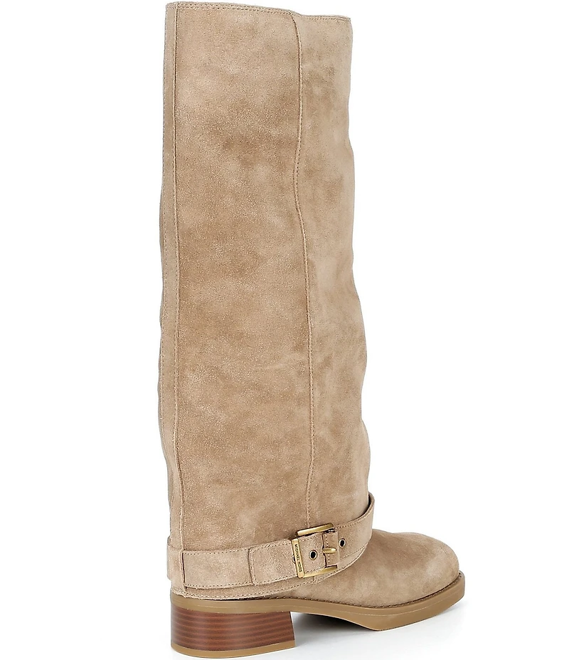 Michael Kors Colby Suede Buckle Tall Moto Boots