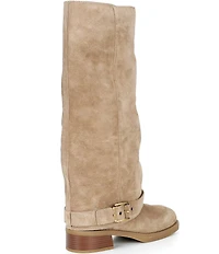Michael Kors Colby Suede Buckle Tall Moto Boots