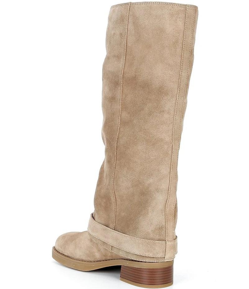 Michael Kors Colby Suede Buckle Tall Moto Boots