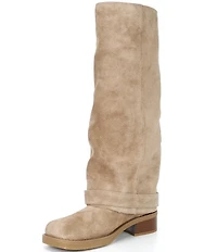 Michael Kors Colby Suede Buckle Tall Moto Boots