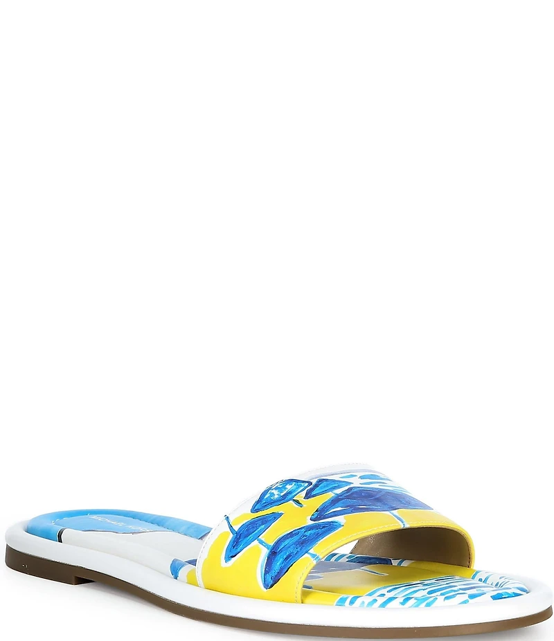 Michael Kors x Christina Zimpel Dana Beach Print Canvas Slide Sandals