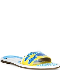 Michael Kors x Christina Zimpel Dana Beach Print Canvas Slide Sandals