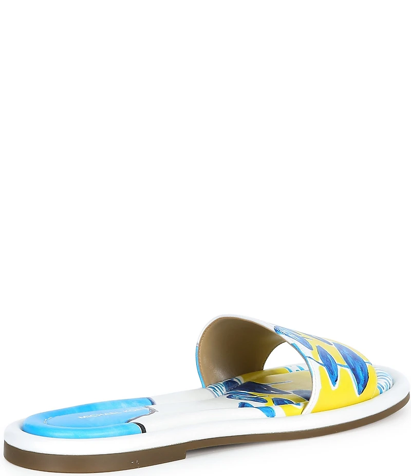 Michael Kors x Christina Zimpel Dana Beach Print Canvas Slide Sandals
