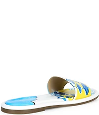 Michael Kors x Christina Zimpel Dana Beach Print Canvas Slide Sandals