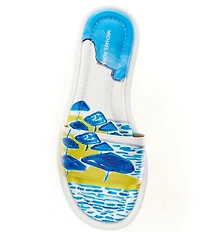 Michael Kors x Christina Zimpel Dana Beach Print Canvas Slide Sandals