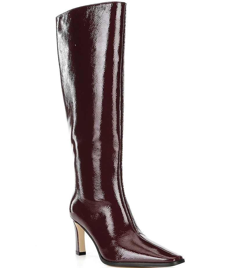 Michael Kors Darrah Crinkle Patent Leather Knee High Stiletto Boots