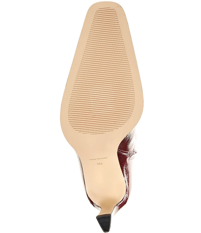 Michael Kors Darrah Crinkle Patent Leather Knee High Stiletto Boots