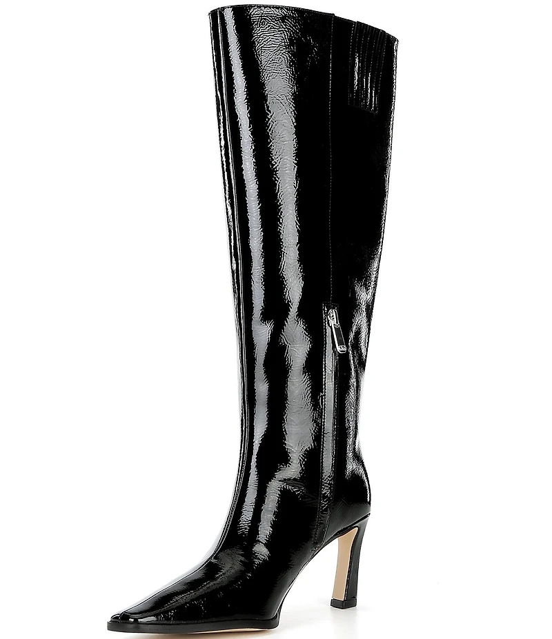 Michael Kors Darrah Crinkle Patent Leather Knee High Stiletto Boots