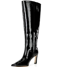 Michael Kors Darrah Crinkle Patent Leather Knee High Stiletto Boots