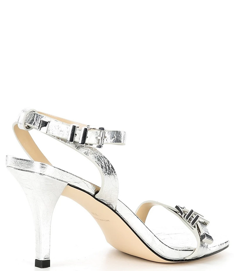 Michael Kors Darrington Crushed Leather Buckle Hardware Ankle Strap Sandals