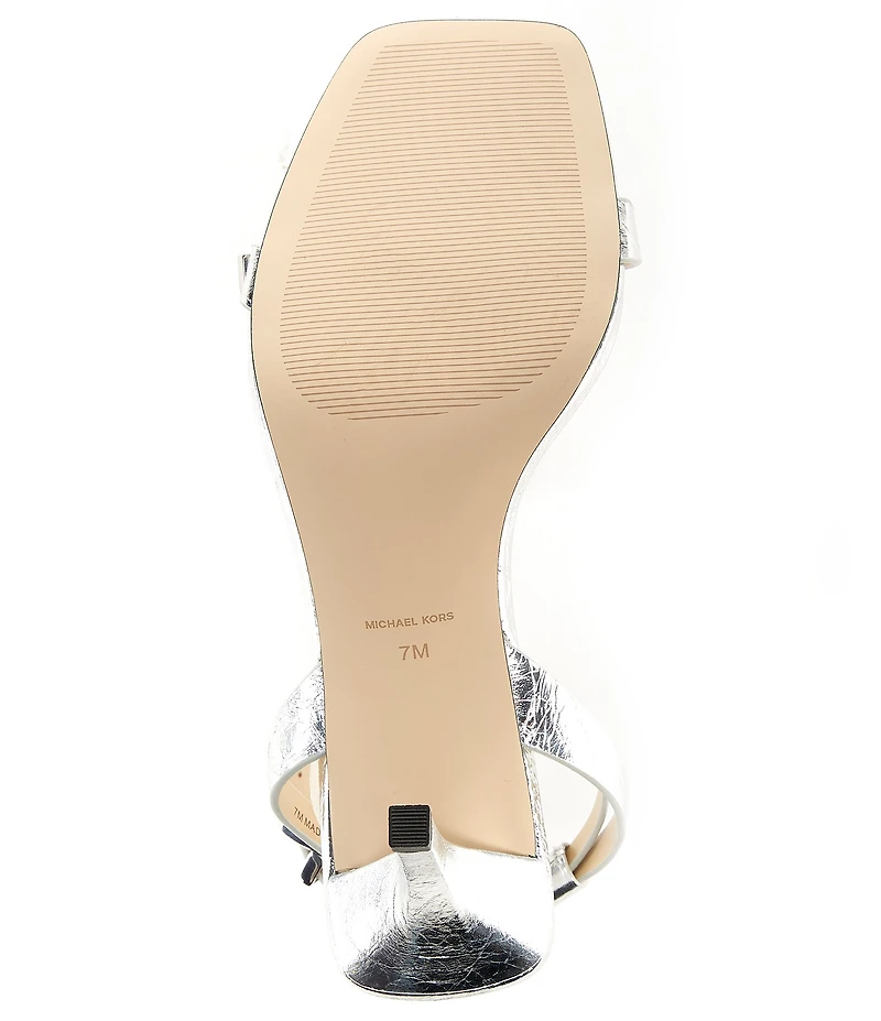 Michael Kors Darrington Crushed Leather Buckle Hardware Ankle Strap Sandals