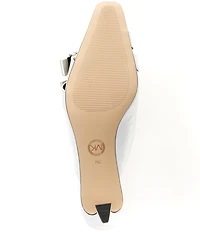 Michael Kors Darrington Crushed Leather Double Buckle Hardware Kitten Heel Mules