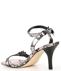 Michael Kors Darrington Leather Snake Print Buckle Hardware Ankle Strap Sandals