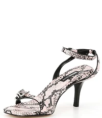 Michael Kors Darrington Leather Snake Print Buckle Hardware Ankle Strap Sandals