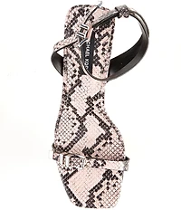 Michael Kors Darrington Leather Snake Print Buckle Hardware Ankle Strap Sandals