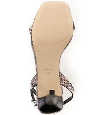Michael Kors Darrington Leather Snake Print Buckle Hardware Ankle Strap Sandals